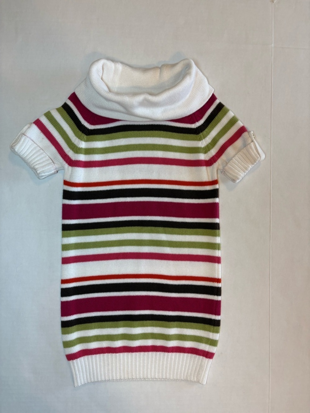 Gymboree Short Sleeve Turtleneck Sweater Dress Horizontal Stripes 100% Cotton S